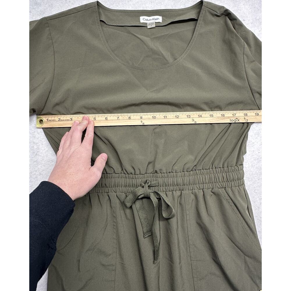 Calvin Klein Womens Size 8 Dress CK Logo Tie Army Green - Picture 4 of 8